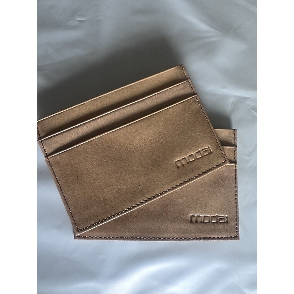 Moda Spana Minimalist Leather Card/Cash Wallets (2) Light Brown